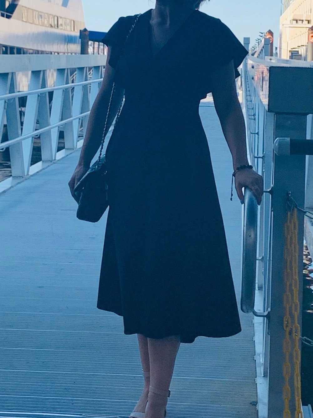 Calvin Klein Black Button-Front Midi Dress with Flutter Sleeves